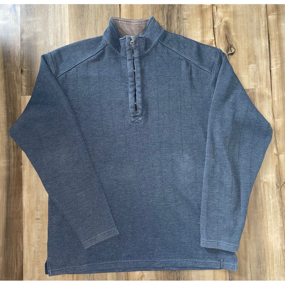 Columbia Sweater Mens Gray Ribbed 1/4 Quarter Zip Pullover Sweatshirt Sz Medium